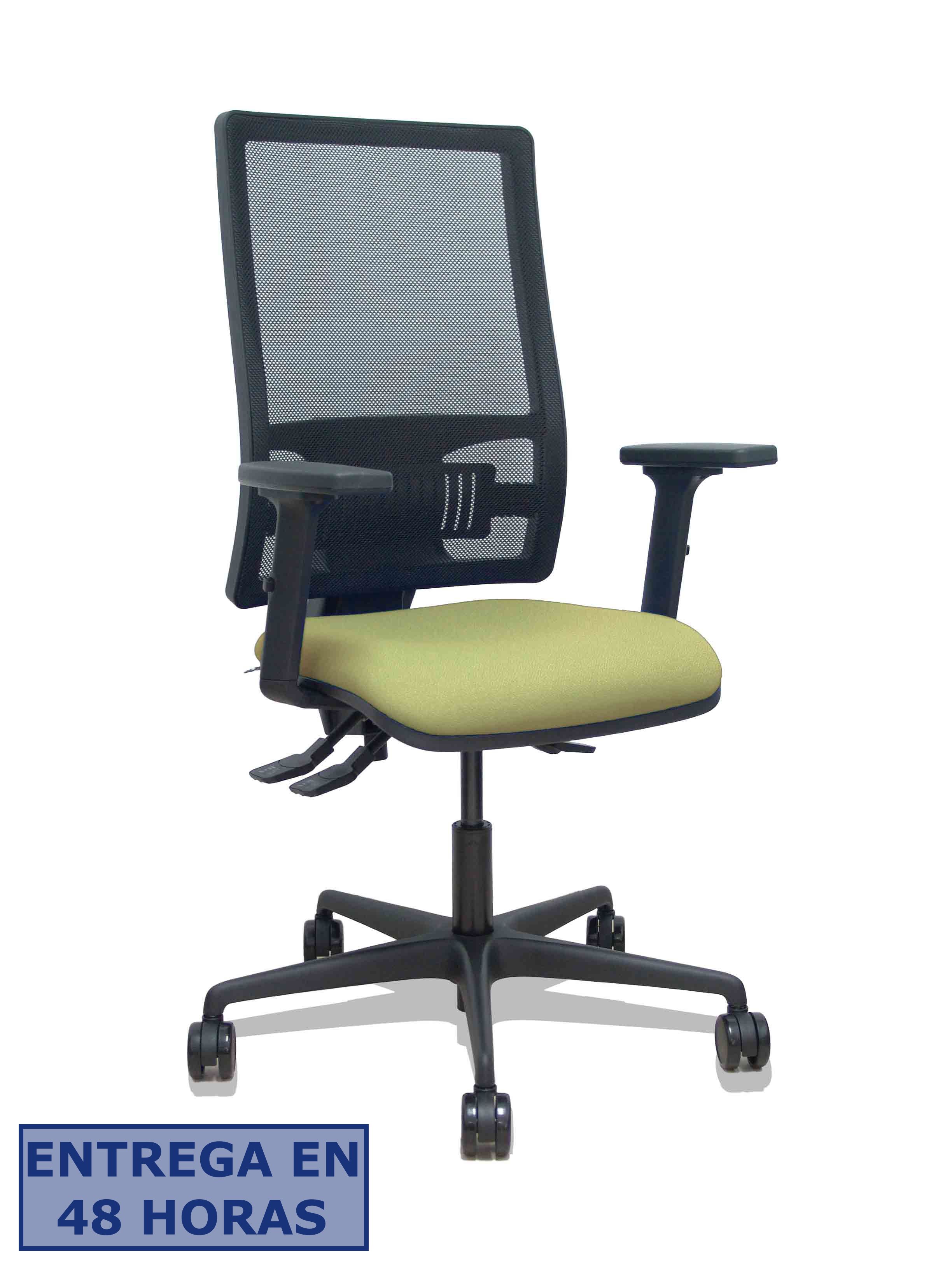 Piqueras Y Crespo Silla Bormate asincro malla negra asiento bali verde oliva brazos 2D ruedas 65mm
