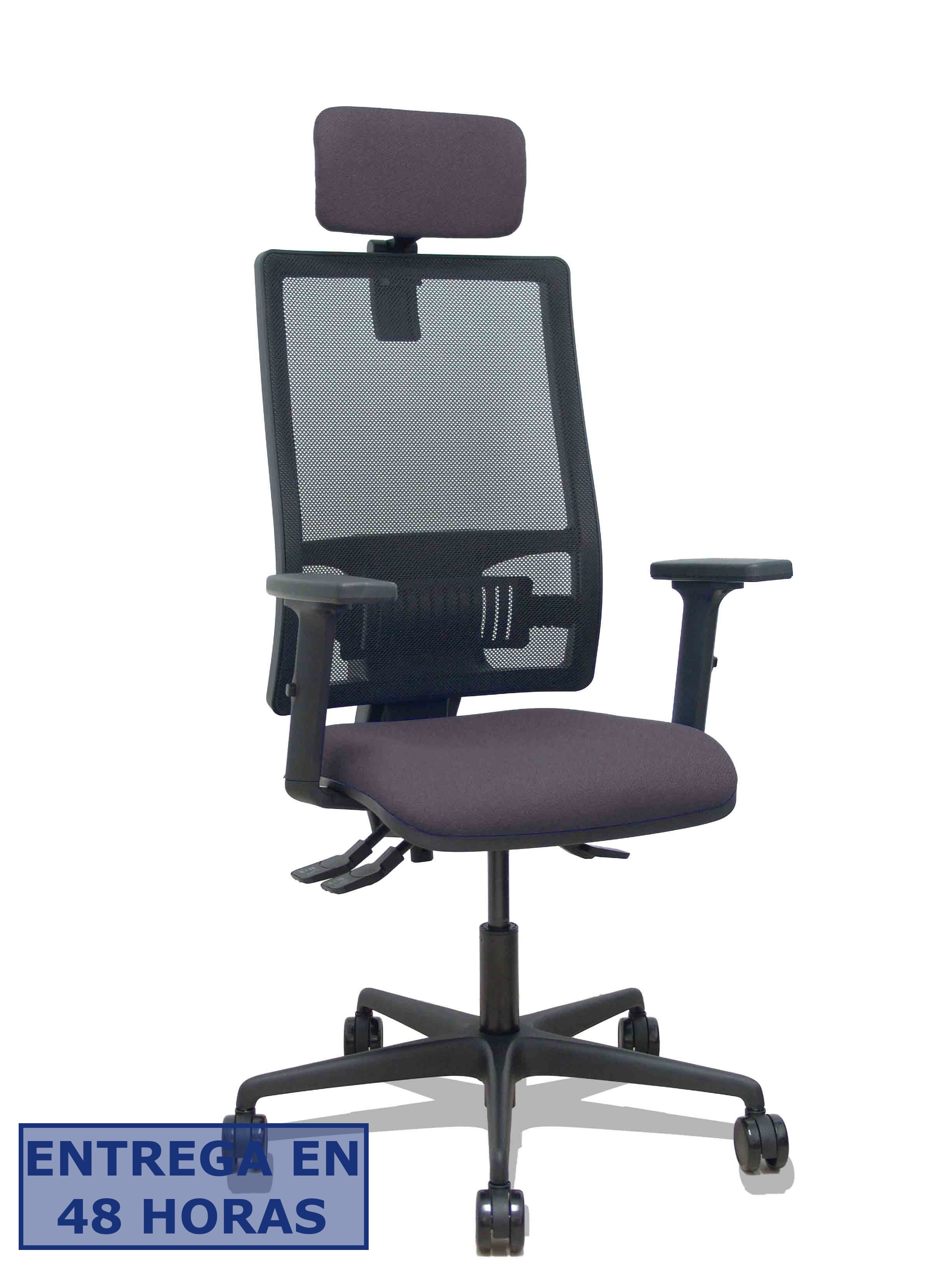 Piqueras Y Crespo Silla Bormate asincro malla negra asiento bali gris oscuro brazos 2D ruedas 65mm…