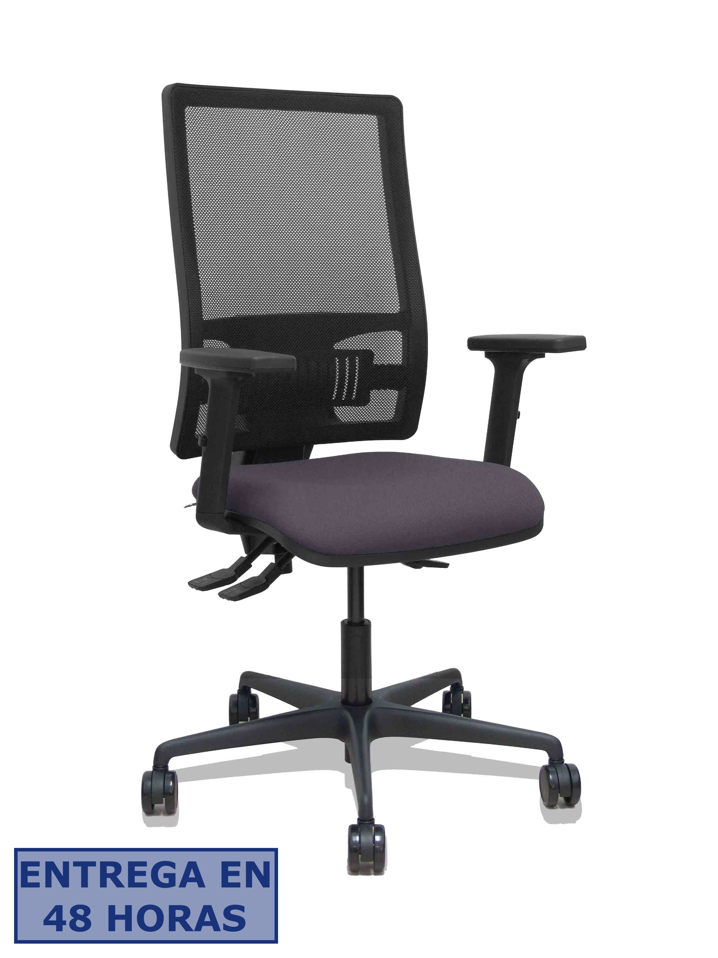 Piqueras Y Crespo Silla Bormate asincro malla negra asiento bali gris oscuro brazos 2D ruedas 65mm