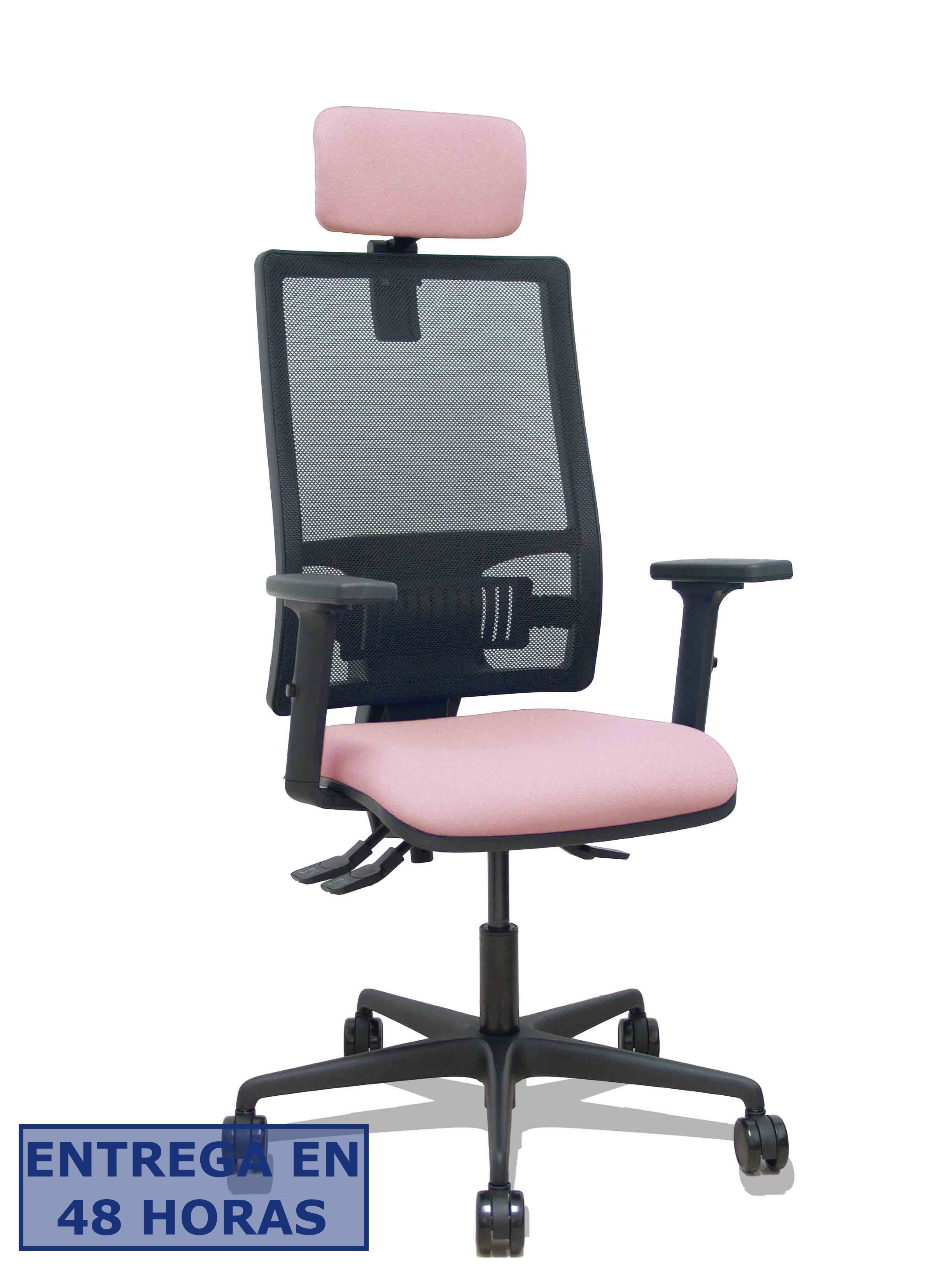 Piqueras Y Crespo Silla Bormate asincro malla negra asiento bali rosa brazos 2D ruedas 65mm cabecero…