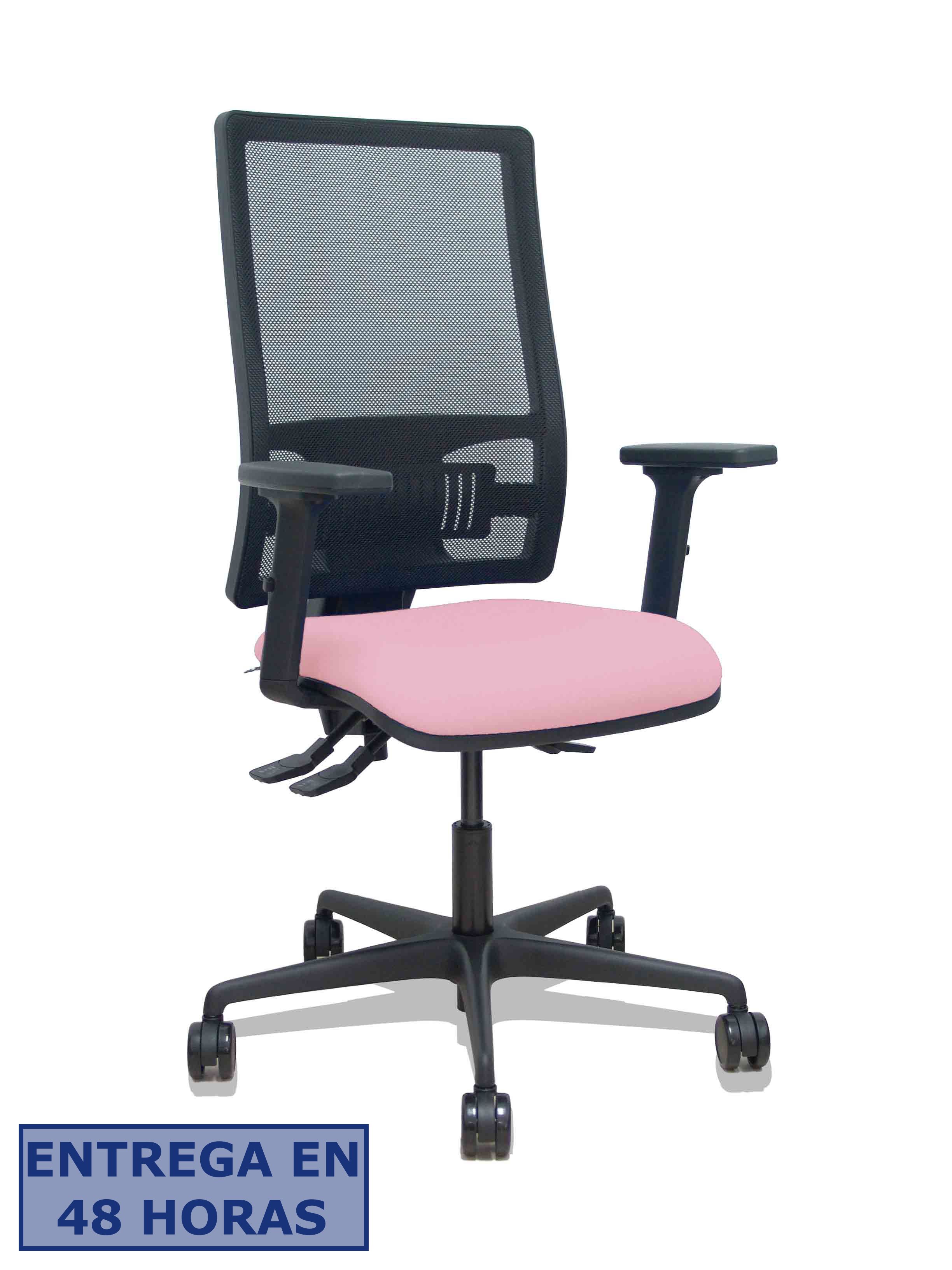 Piqueras Y Crespo Silla Bormate asincro malla negra asiento bali rosa brazos 2D ruedas 65mm
