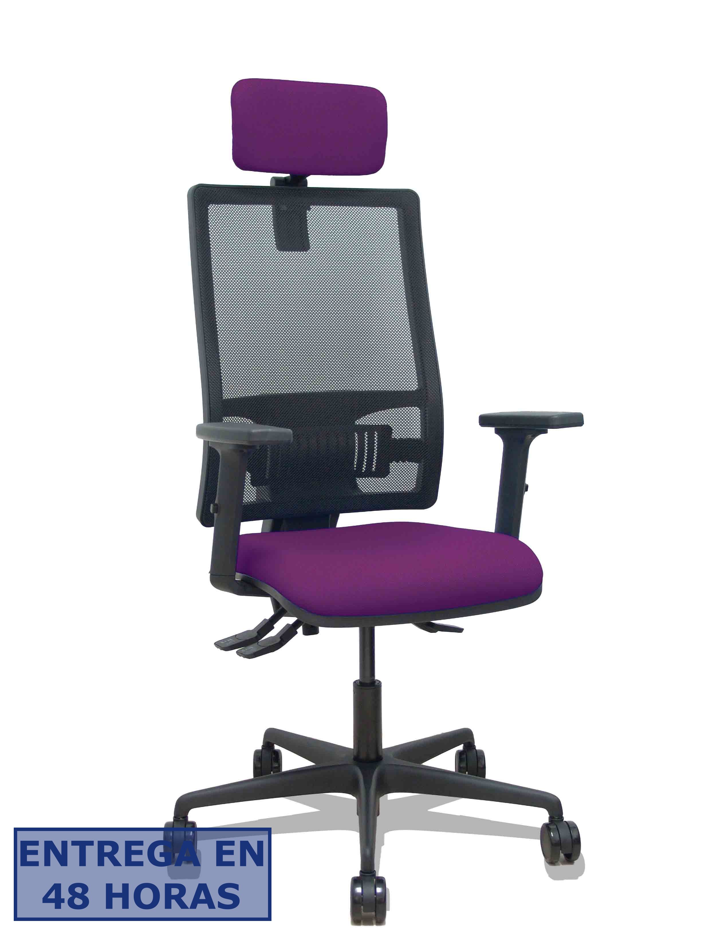 Piqueras Y Crespo Silla Bormate asincro malla negra asiento bali morado brazos 2D ruedas 65mm…