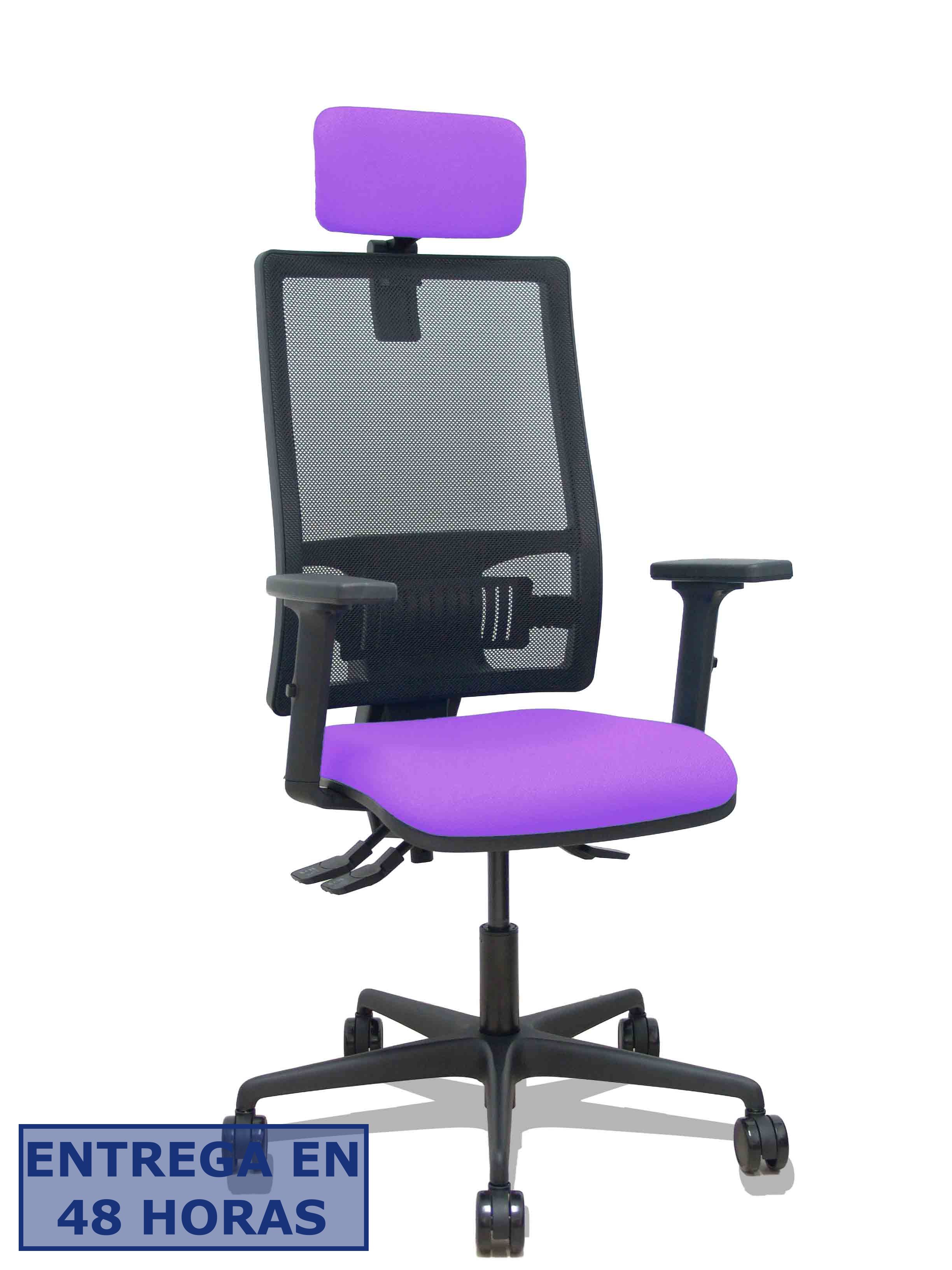 Piqueras Y Crespo Silla Bormate asincro malla negra asiento bali lila brazos 2D ruedas 65mm cabecero…