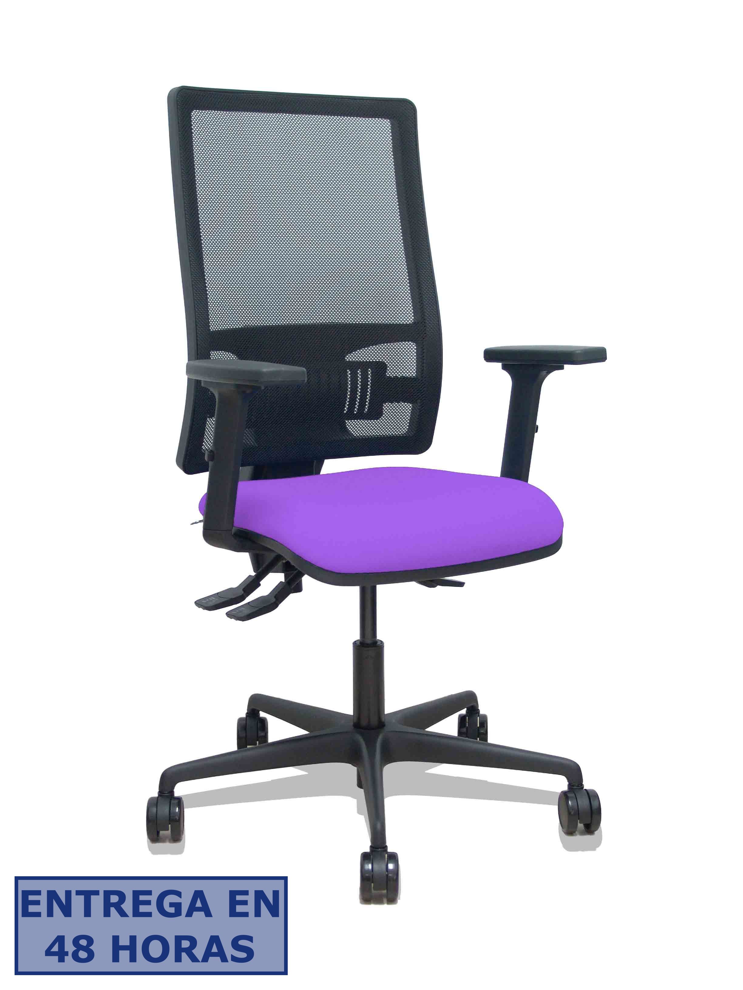 Piqueras Y Crespo Silla Bormate asincro malla negra asiento bali lila brazos 2D ruedas 65mm