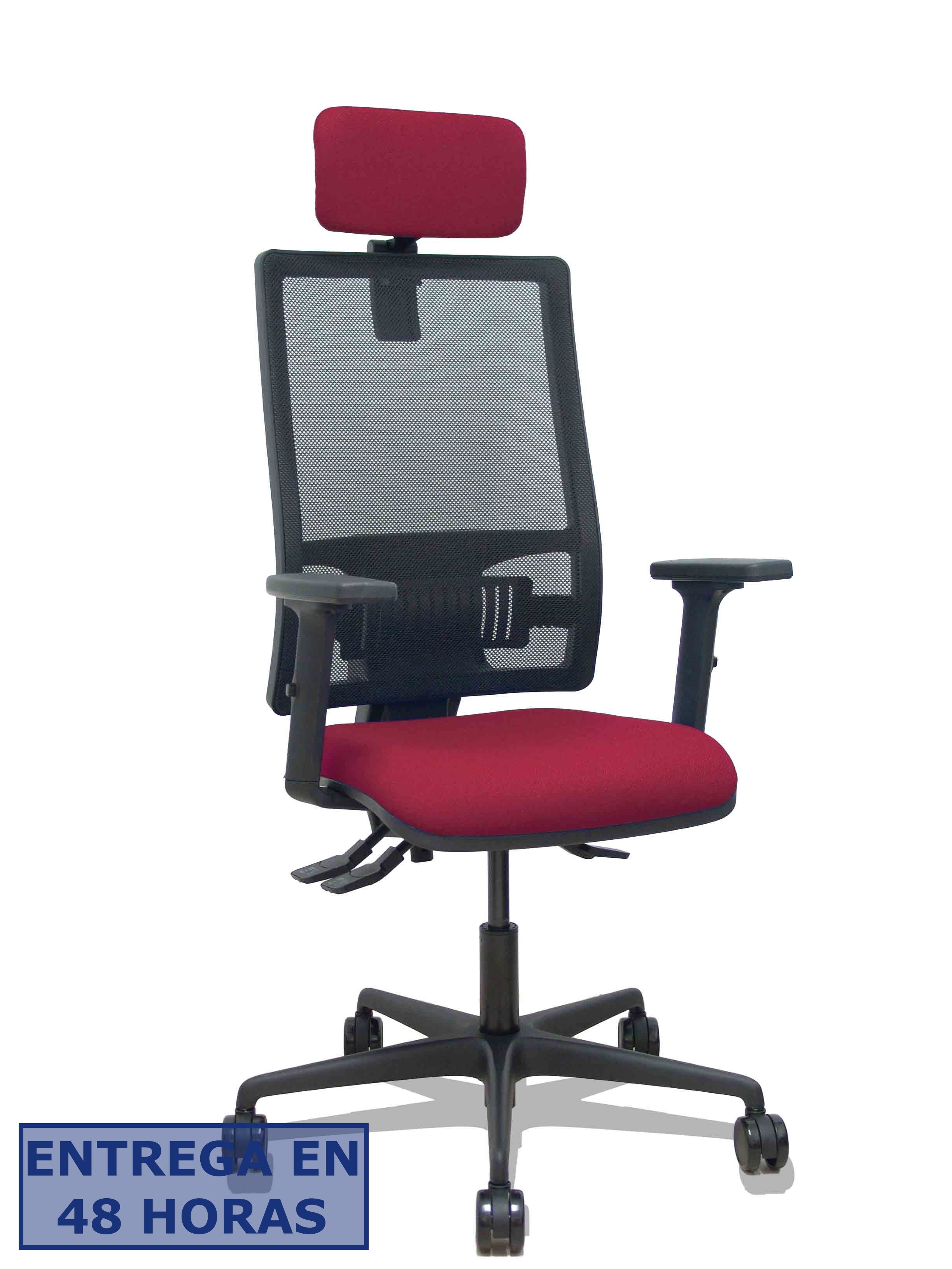Piqueras Y Crespo Silla Bormate asincro malla negra asiento bali granate brazos 2D ruedas 65mm…