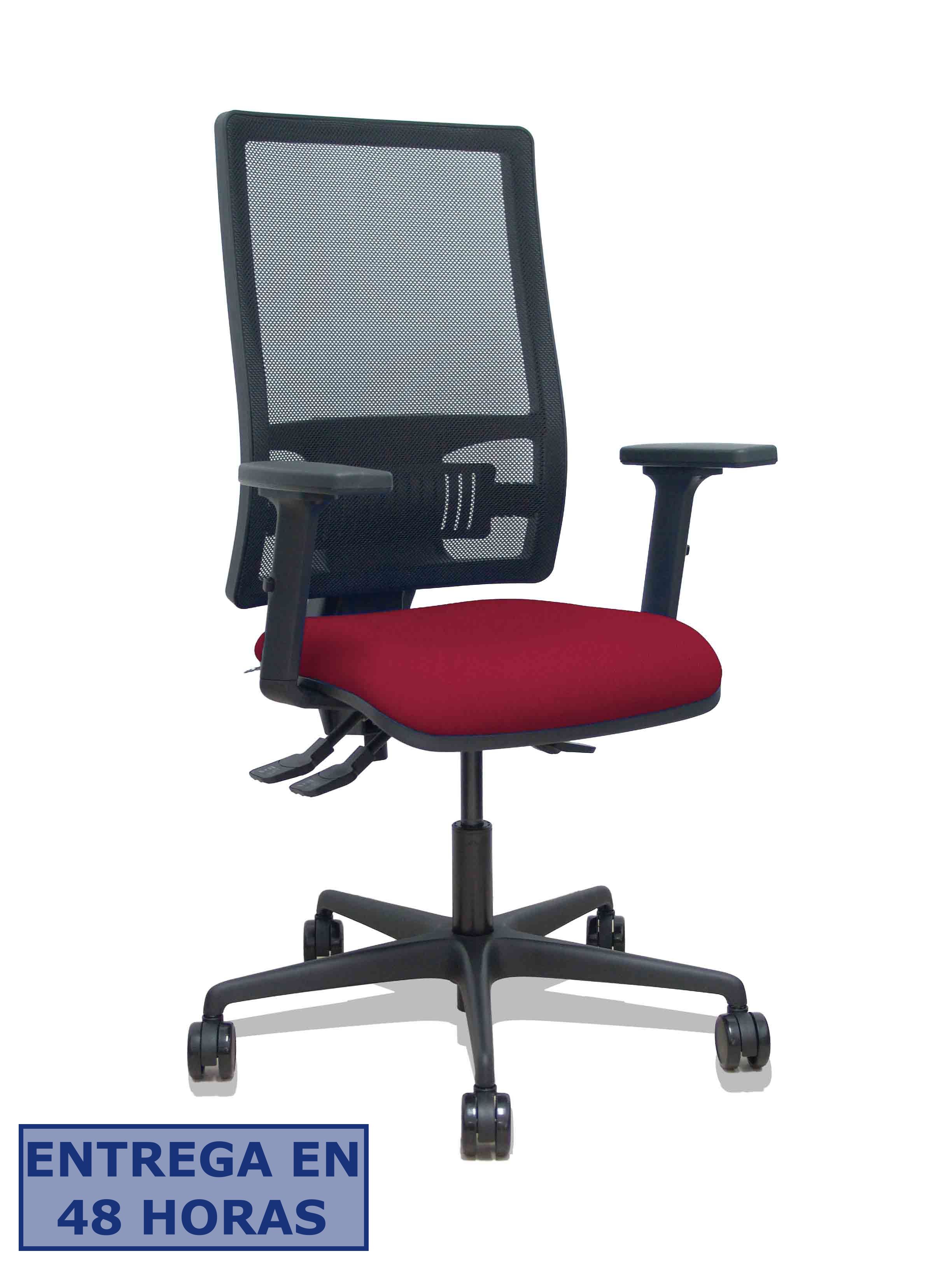 Piqueras Y Crespo Silla Bormate asincro malla negra asiento bali granate brazos 2D ruedas 65mm