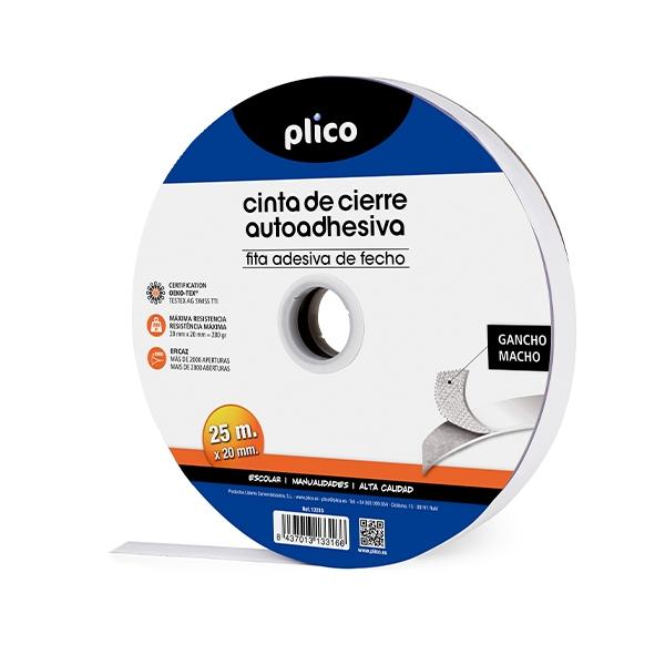 Plico Cremallera textil autoadhesiva 25m macho blanco