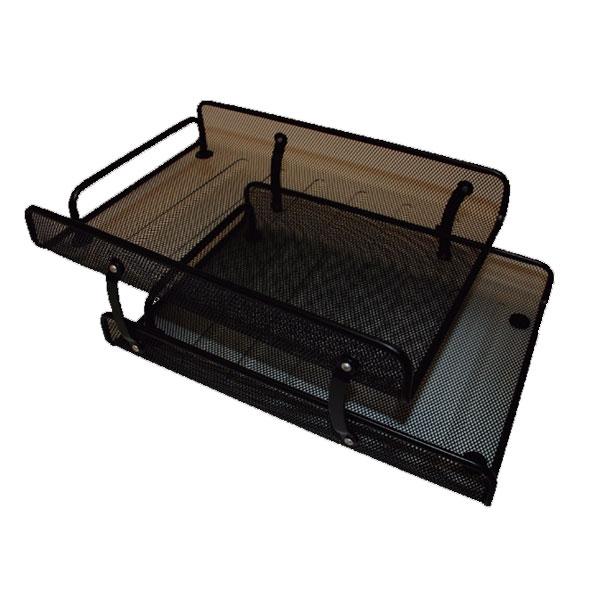 Poessa Bandeja metalica doble de rejilla negro