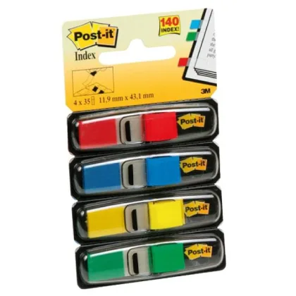 Post-It Paq.4 banderitas index 683-4 12x43, 1mm colores surtidos