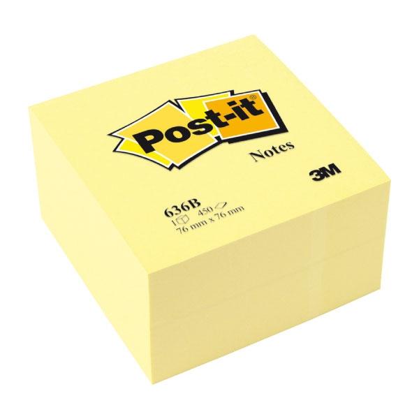 Post-It Cubo 450 notas adhesivas 636b 76x76mm amarillo