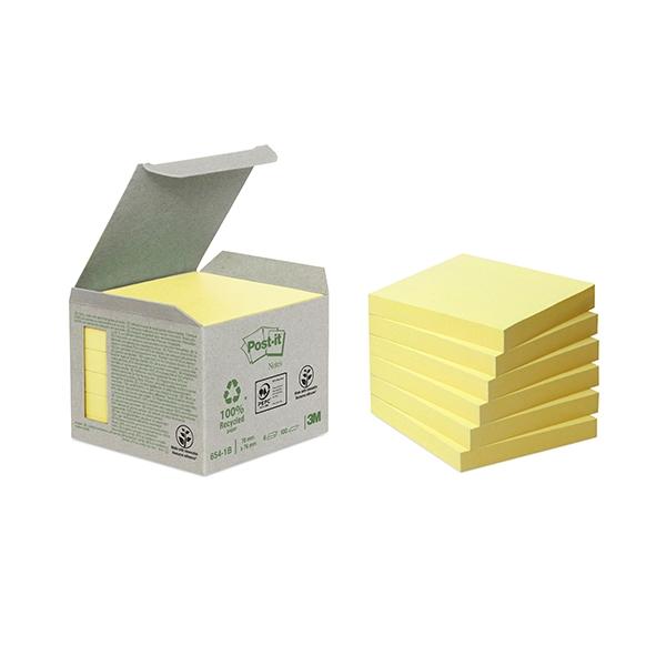 Post-It Pack 6 block de notas adhesivas recicladas 76x76mm 100h amarillo