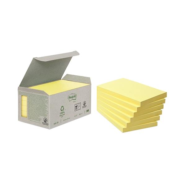 Post-It Pack 6 block de notas adhesivas recicladas 76x127mm 100h amarillo