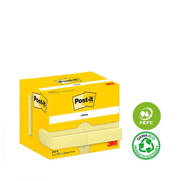 Post-It Pack 12 Blocs Notas Adhesivas 38X51MM 100H Amarillo