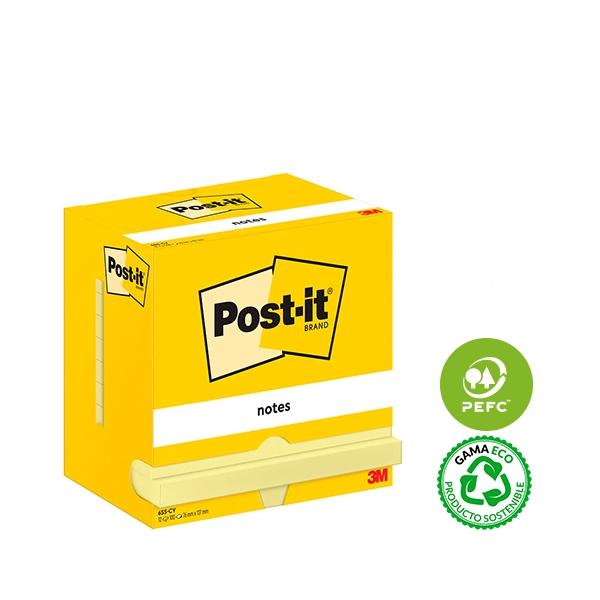 Post-It Pack 12 Bloc Notas Adhesivas 76X127MM 100H Amarillo