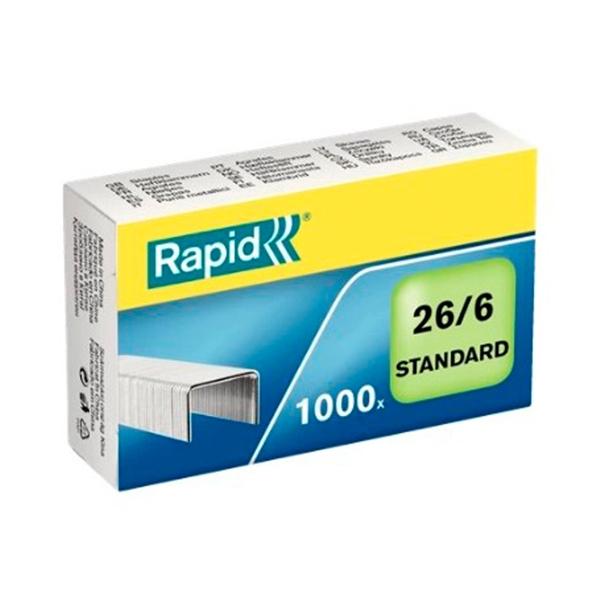 Rapid Grapas 22/6 - Galvanizadas - 20 hojas - Caja 1000 grapas