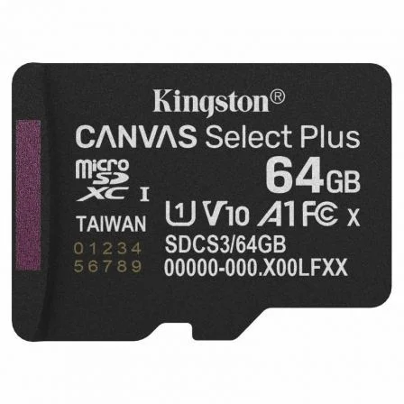 Kingston Tarjeta de Memoria Canvas Select Plus 64GB MICROSD Xc/ Clase 10/ 100MBs