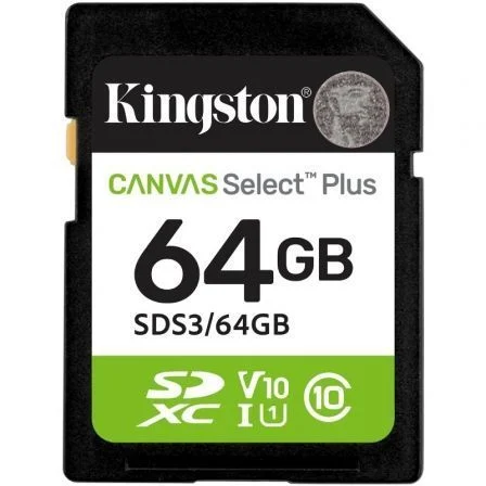 Kingston Tarjeta de Memoria Canvas Select Plus 64GB SD Xc/ Clase 10/ 100MBs