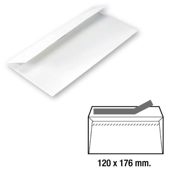 Sam Sobres comercial - 120 x 176 mm - 90 g - Tira de silicona - Color blanco - Caja 500…