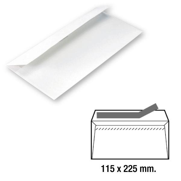 Sam Sobres americano - 115 X 225 mm - 90 g - Tira de silicona - Color blanco - Caja 500…