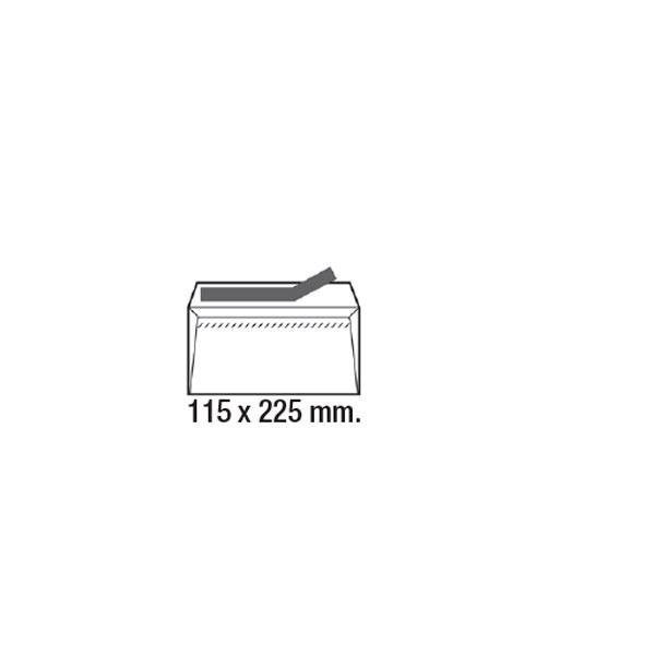 Sam C.500 sobres americano tira silicona ventana derecha 90g Dl 115x225mm blanco