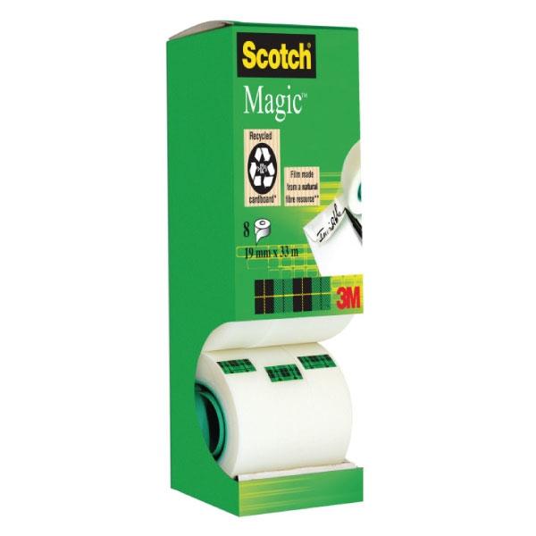 Scotch Paq.8 rollos de cinta adhesiva Magic invisible 19mmx33m