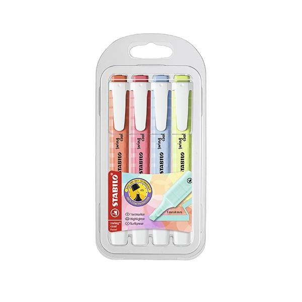 Stabilo Paq.4 marcadores fluorescentes Swing Cool Pastel colores surtidos