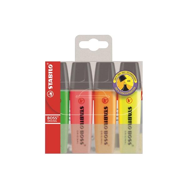 Stabilo Paq.4 marcadores fluorescentes Boss trazo 5mm surtidos