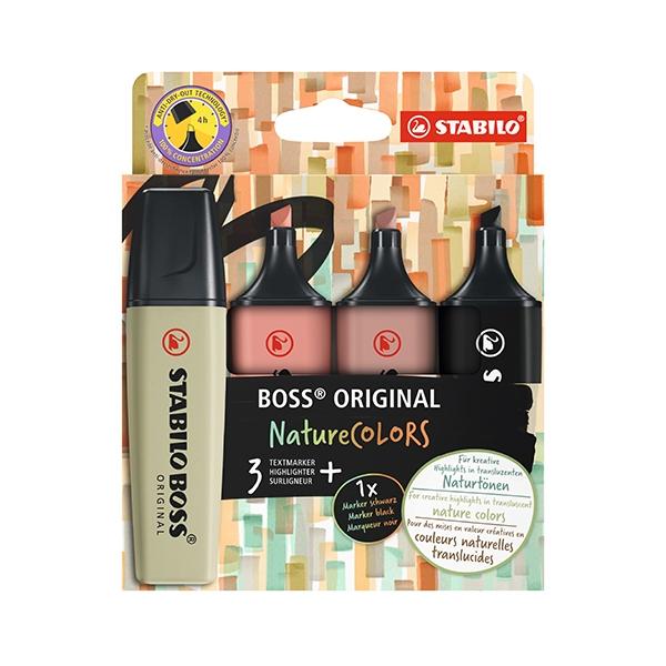 Stabilo Paq.4 marcadores fluorescentes Boss NatureColors colores surtidos
