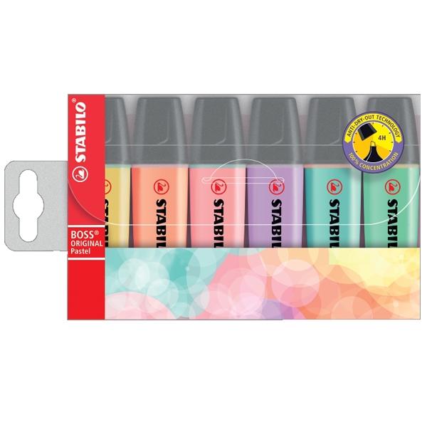 Stabilo Paq.6 marcadores fluorescentes Boss pastel