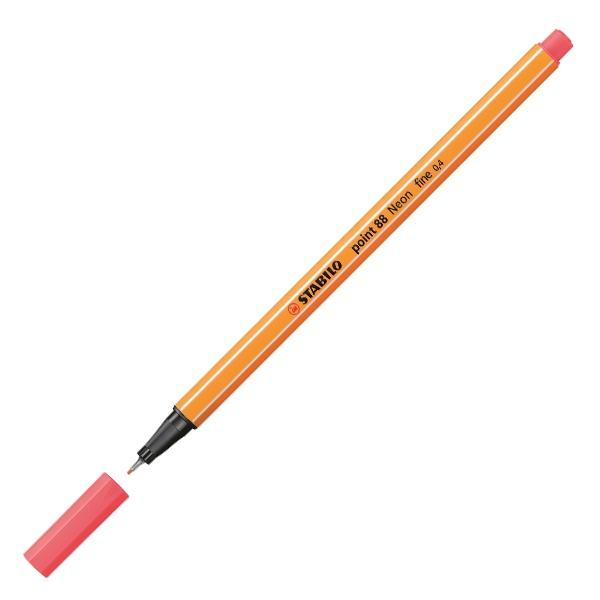 Stabilo Rotulador Point 88 punta fieltro fina trazo 0, 4mm rojo neon