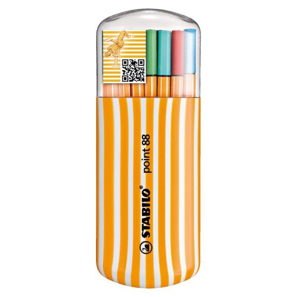 Stabilo Rotulador Point 88 - Punta 0, 4 mm - Colores surtidos - Estuche Zebrui 20 ud