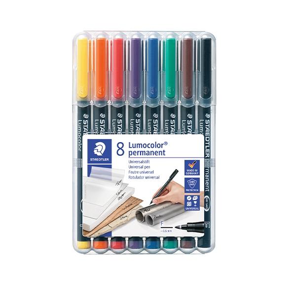 Staedtler Paq.8 rotuladores permanentes Lumocolor trazo 0, 6mm surtidos