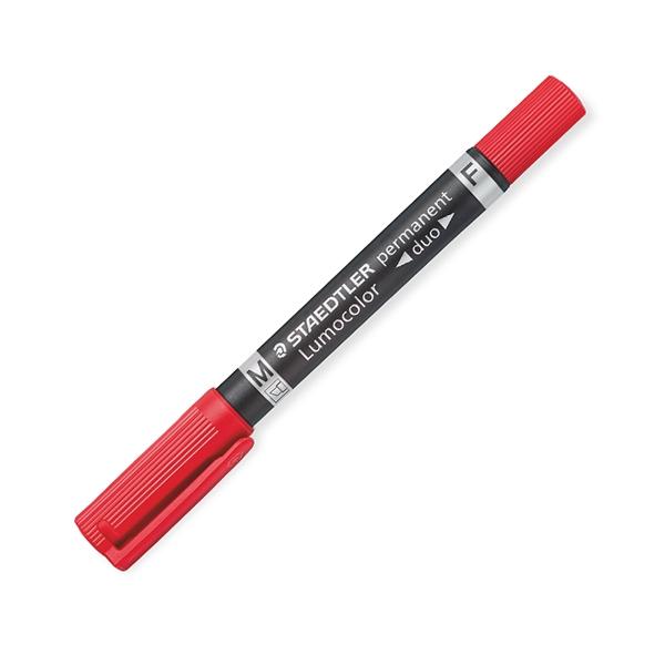 Staedtler Rotulador permanente Lumocolor Duo trazo 0, 6mm y 1, 5mm rojo
