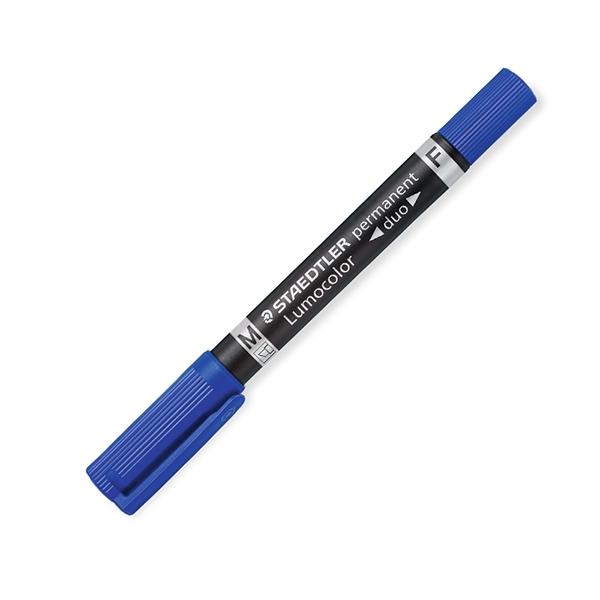 Staedtler Rotulador permanente Lumocolor Duo trazo 0, 6mm y 1, 5mm azul