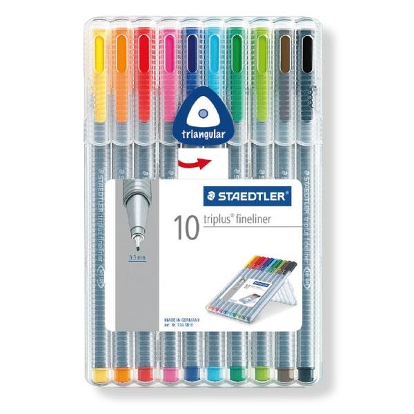 Staedtler Rotulador Triplus Fineliner - Punta 0, 3 mm - Colores surtidos - Estuche 10 ud