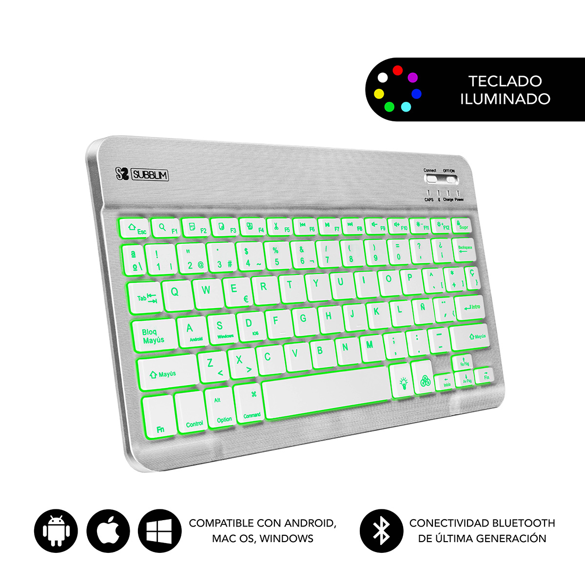 Subblim Smart Backlit Bt Keyboard Silver