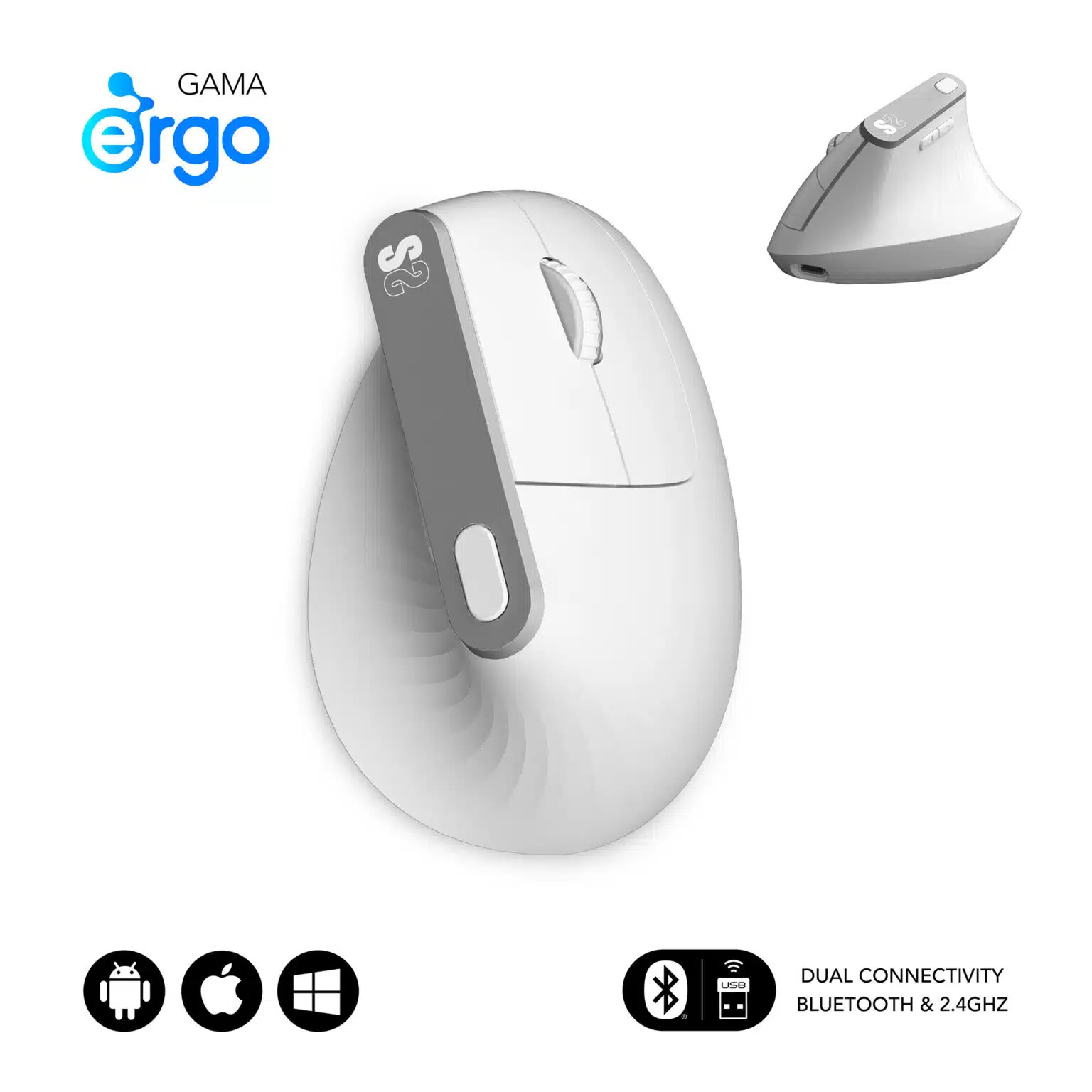 Subblim Nature Vertical Ergo Dual Mouse Battery White
