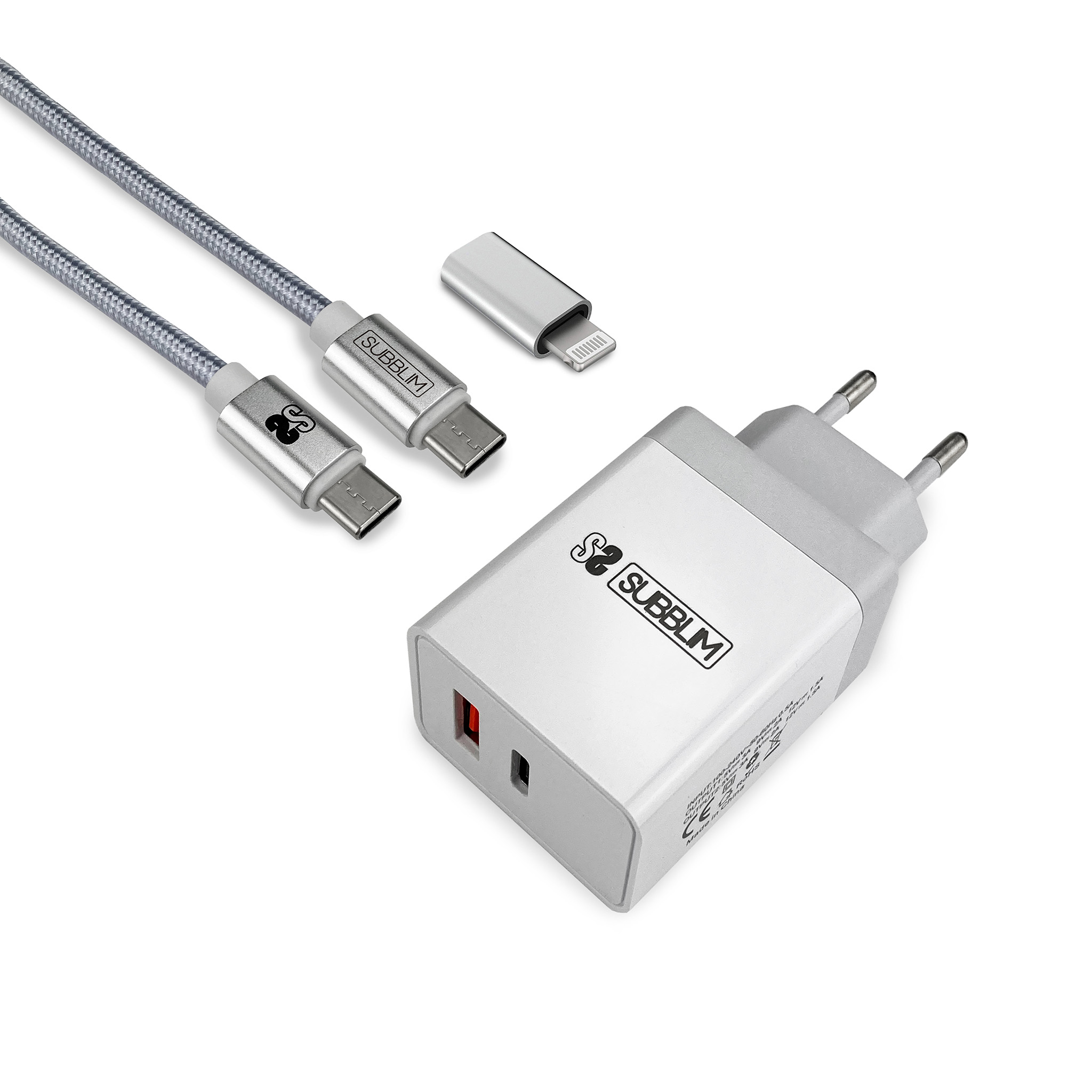 Subblim Smart charger PD25W+QC3.0+C to C/Lightning cable W
