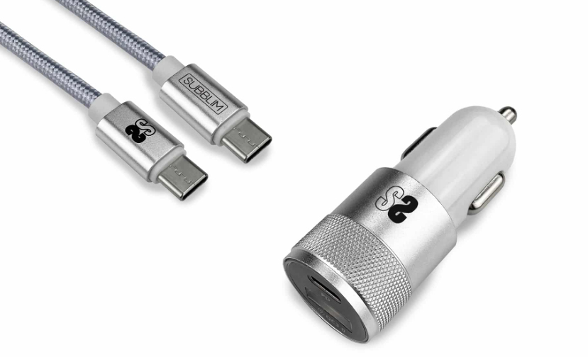 Subblim coche Dual PD20W+QC3.0+C to C/Lightning S