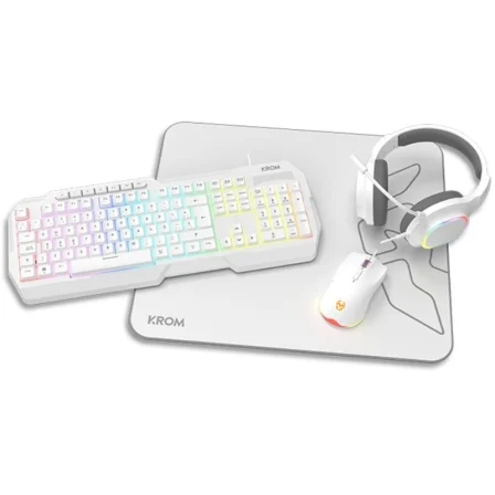 Krom Kenta Combo Gaming 4 en 1 RGB Blanco