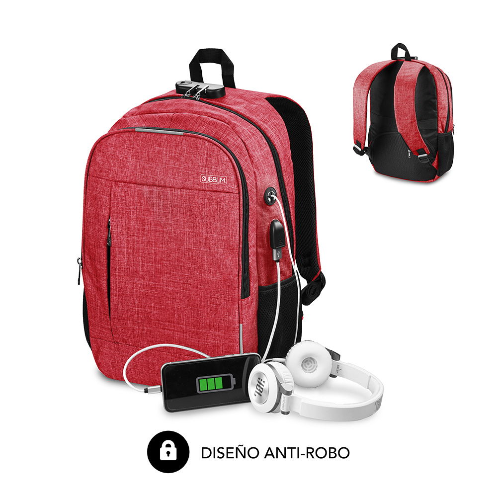 Subblim Mochila Urban Lock Backpack 16" Red