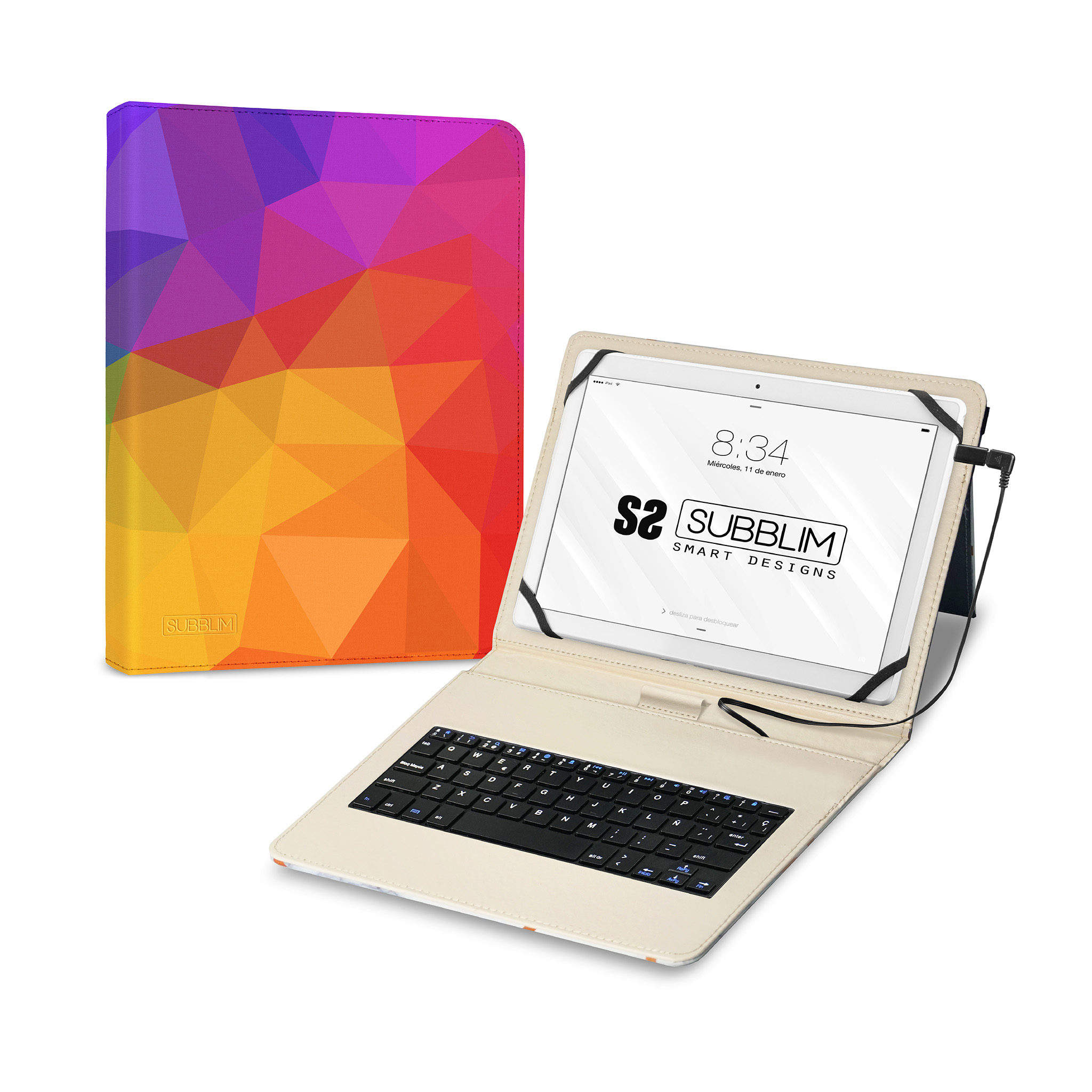Subblim funda de con teclado USB Keytab USB 11" Triangulos