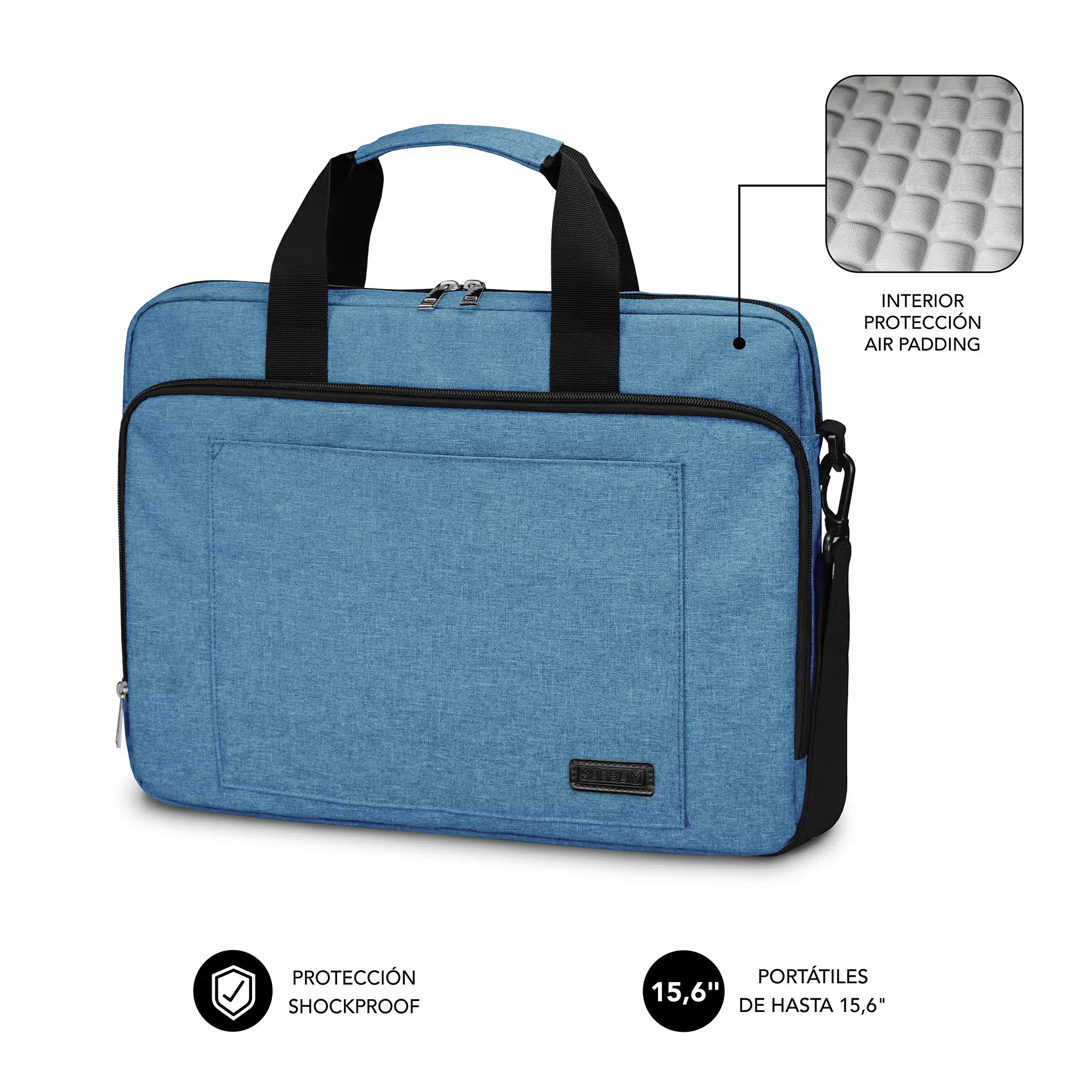 Subblim Maletin Azul para de 15, 6? con proteccion total Air Padding