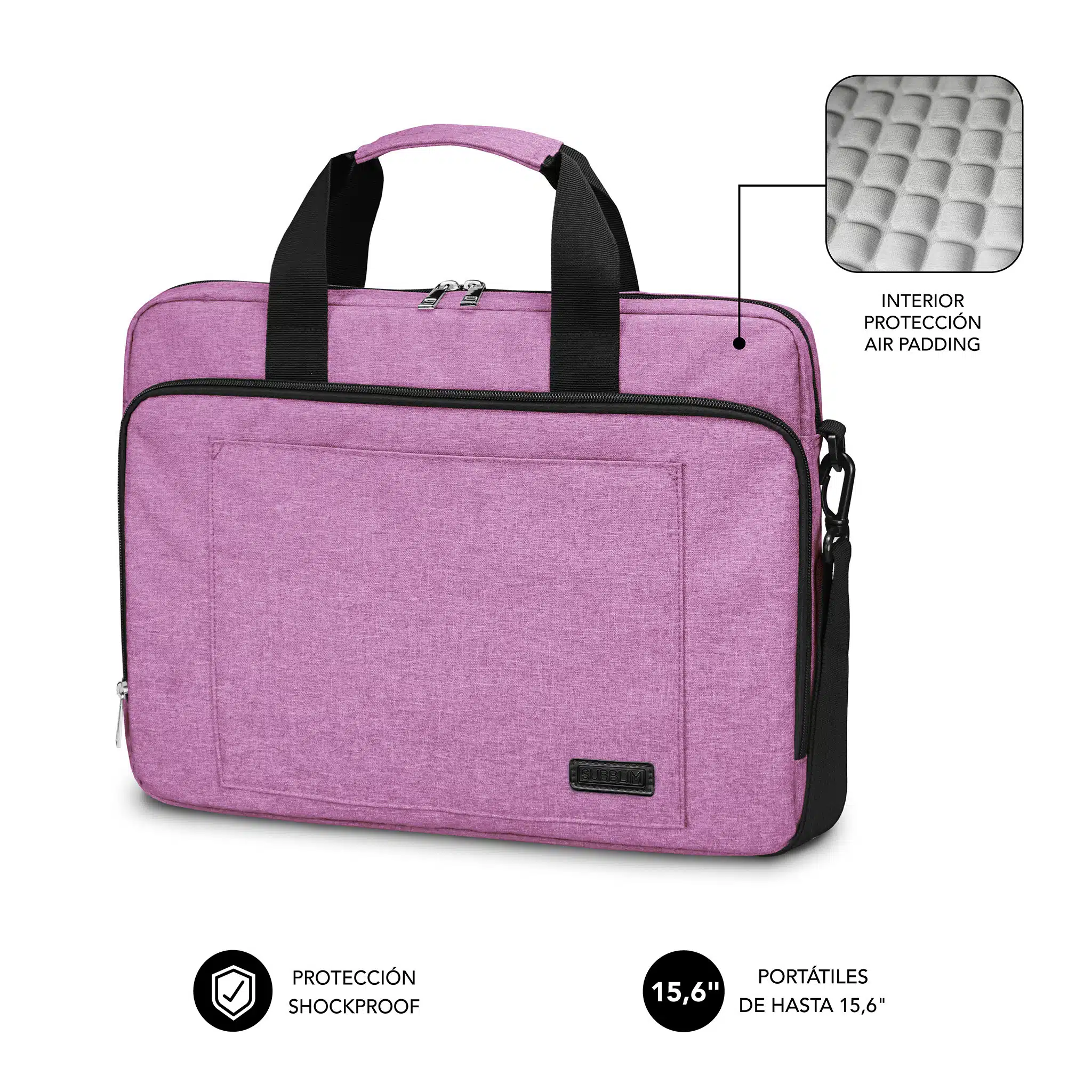 Subblim Maletin Rosa para de 15, 6? con proteccion total Air Padding