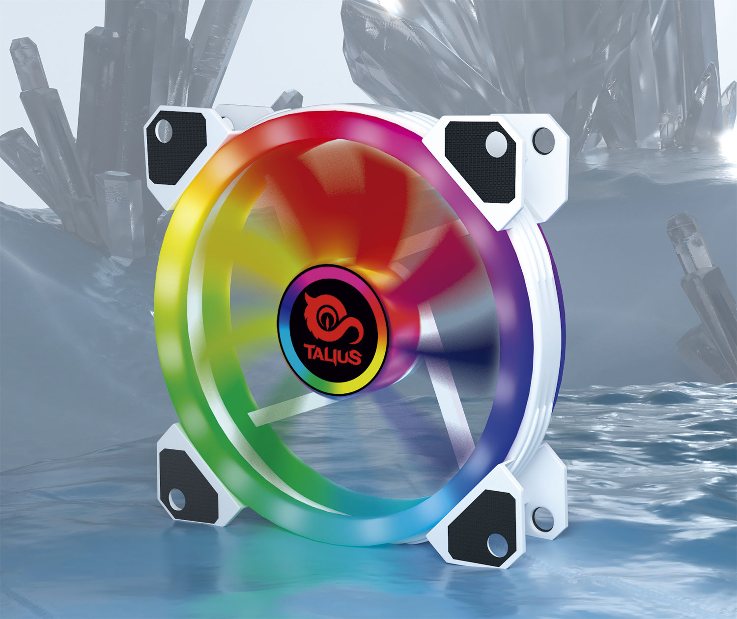 Talius ventilador caja RGB Iris/Cronos Spectrum 16Led 12cm Blanco