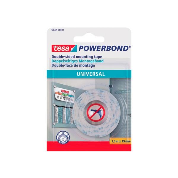 Tesa Cinta adhesiva Tesa Powerbond doble cara universal 1, 5mx19mm
