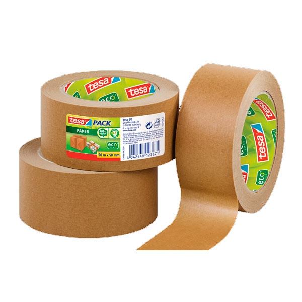 Tesa Precinto ecologico - Papel ecologico - 50 mm x 50 m - Color marron - Pack 6 rollos