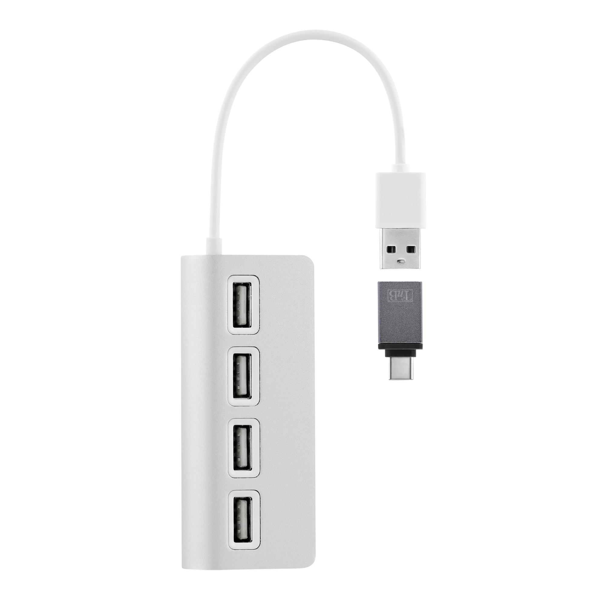 Tnb Hub autoalimentado USB 2.0 de 4 puertos - aluminio
