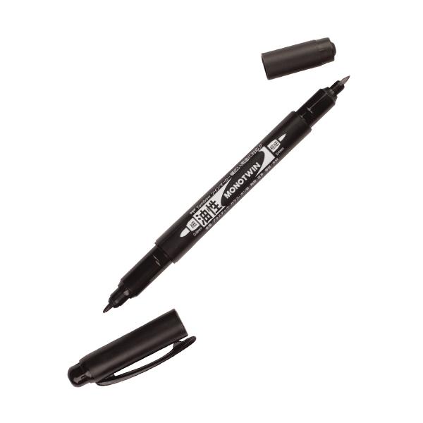 Tombow Rotulador permanente mono twin doble punta fina y gruesa negro