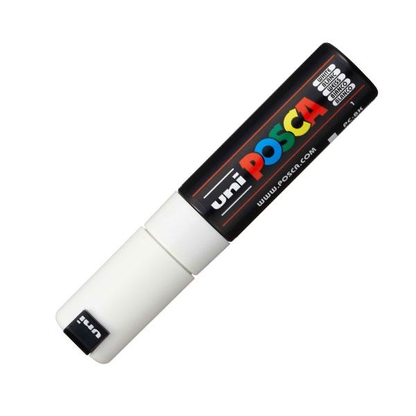 Uni-Ball Marcador pintura base agua Uni Posca PC-8K trazo 8mm blanco